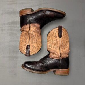 Double-H Graham USA Made Mens Size 11 D Buffalo Leather Square Toe Roper Boots